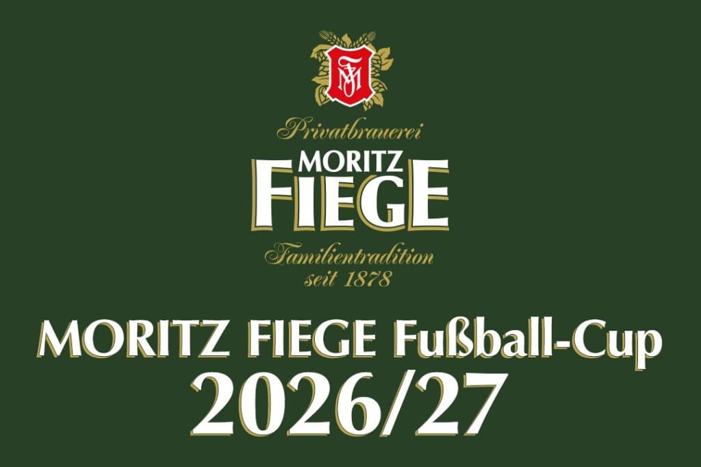 Offizielles Motiv zum MORITZ FIEGE Fußball-Cup 2026/27 der Privatbrauerei Moritz Fiege