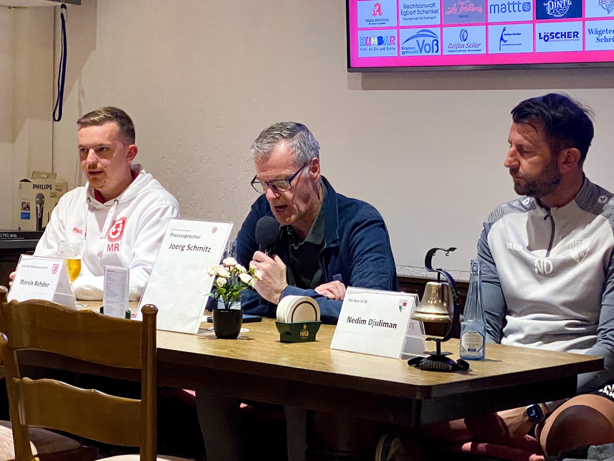 Pressekonferenz nach CW I gegen SSV Buer: Marvin Rehder, Jörg Schmitz und Nedim Djuliman