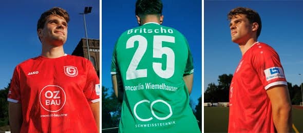 Die drei Trikots der 1. Mannschaft zur Saison 2026/27