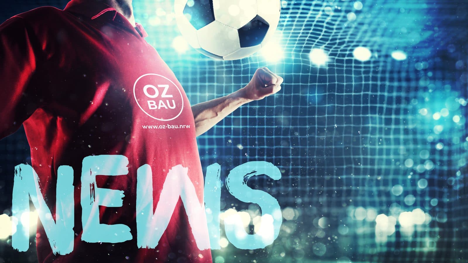 Spieler im roten Concordia-Trikot mit geballter Faust vor dem Tornetz – Schriftzug NEWS